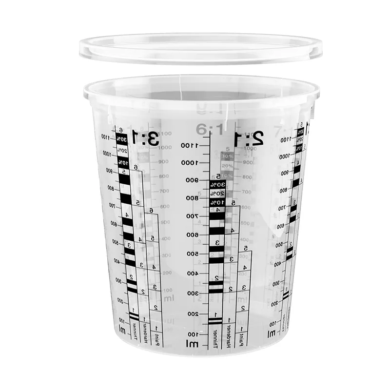 1370ml पीपी ऑटोमोटिव पेंट मिक्सिंग कप ढक्कन के साथ